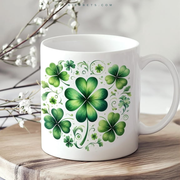 St PatriC1KS Day Mug, 4 Leaf Clover Mug, S1HAmR1OCk St Patrick's Day Ceramic Mug 11oz, S1HAmR1OCk Mug, IriS1H Mug