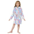 thumbnail image 6 of FORMRS Niños Bathrobe Unisex Hooded Robe Soft Plush Pajamas Sleepwear, Size 10-12T, Pink Daisy, 6 of 7