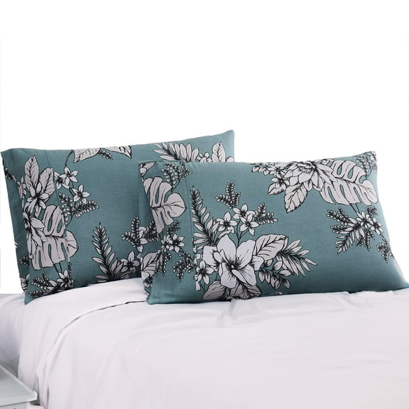 Southshore Fine Living, Inc. Flora Collection Cotton King Pillow Cases, 20" x 40", Floral Green