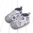 thumbnail image 2 of Ierhent Baby Walking Shoes Baby Girls Boys Shoes Soft Anti-Slip Sole First Walkers Star High Top Canvas Denim Unisex Infant Sneaker(Grey,3), 2 of 7