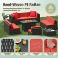 thumbnail image 2 of Homall 10 Pieces Rattan Patio Furniture Conversation Set with 43" Gas Propane 50000 BTU Fire Pit Table Outdoor Sectional Sofa for Backyard,Red, 2 of 9