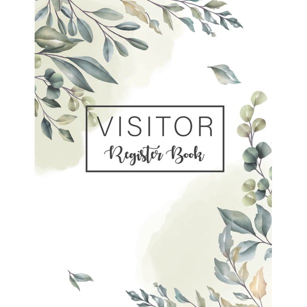 Visitor Register Book Leaf Watercolor Cover Activity Log and Client