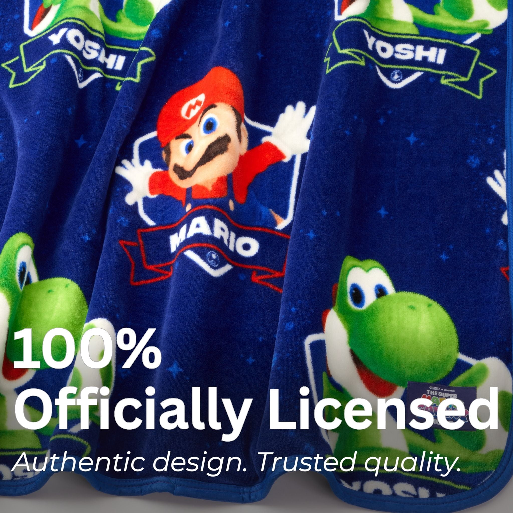 Super Mario Galaxy Movie Kids Blue Print Fleece Throw Blanket, 46 x 60