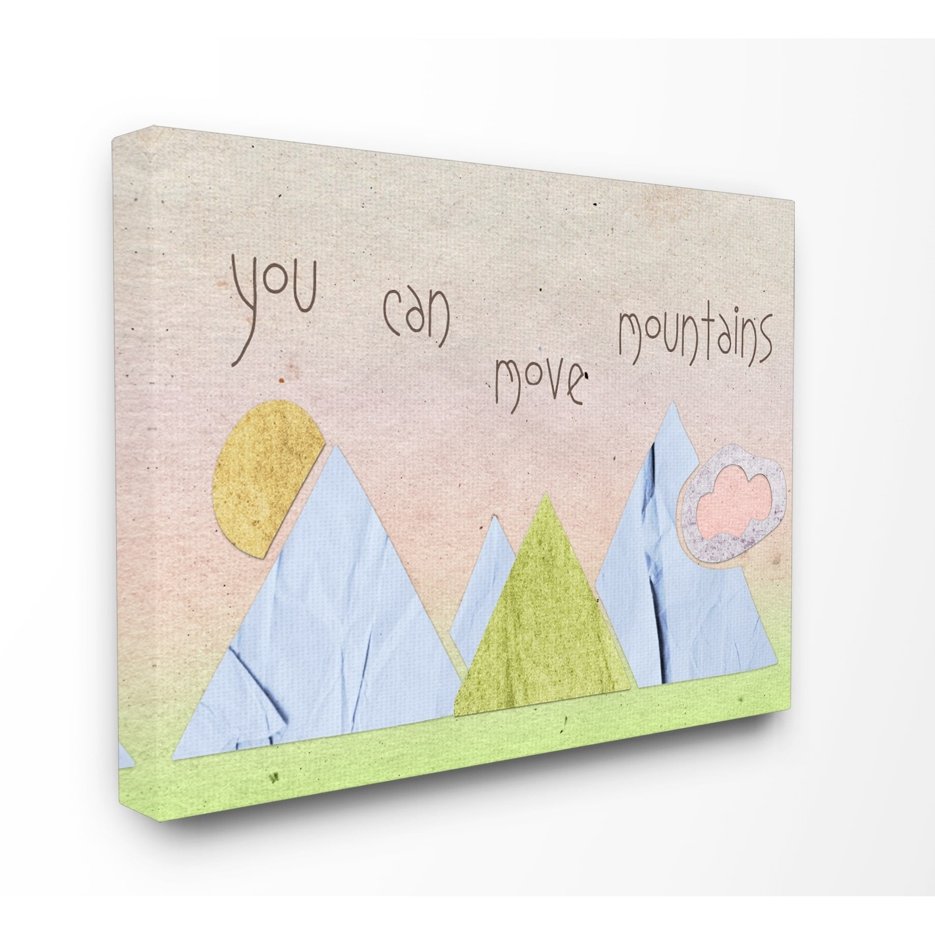 Stupell You Can Move Mountains Collage Pink Stretched Canvas Wall Art 16 x 20
