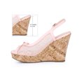 thumbnail image 2 of BLISSFUL STEP Women's Shoes Floral Lace Wedge Slingback Open Toe Platform Heels Pink 10, 2 of 6
