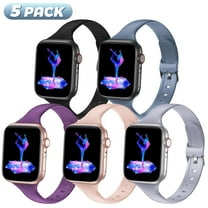 Bandiction 5 Pack Slim Band Compatible with Apple Watch Band for Women Men, Narrow Soft Silicone Replacement Strap iWatch Bands for iWatch SE Series 8/7/6/5/4/3/2/1
