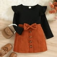 thumbnail image 2 of TAIAOJING Baby Girl Clothes Toddler Ruffles Long Sleeve Ribbed T Shirt Tops Bowknot Skirt Outfits For Girl 4-5 Years, 2 of 8