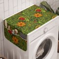 thumbnail image 1 of Floral Washing Machine Organizer, Funky Flower Foliage Bush with Fractal Retro Jungle Art Design, Anti-slip Fabric Top Cover for Washer and Dryer, Olive Green Vermilion, by Ambesonne, 1 of 1