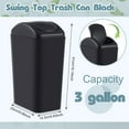 thumbnail image 2 of 4 Pcs 3 Gallon/12 Liter Small  Plastic Kitchen Garbage with Lid Small Trash Bin for Bathroom Office Bedroom Kitchen Waste Outdoor (Black), 2 of 6