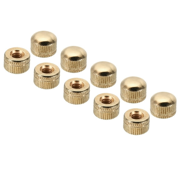 Uxcell M6x1 Cap Nut, 15 Pcs Acorn Nut Screw Knob Cap Insert Bolt Cover Female Thread Knurled Decorative, French Gold