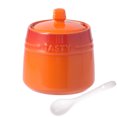 thumbnail image 1 of French Gradient Ceramic Sugar Pot With Lid, Solid Sugar Bowl With Spoon, Porcelain Spice Jar, Kitchen Decoration Storage-Orange, 1 of 9
