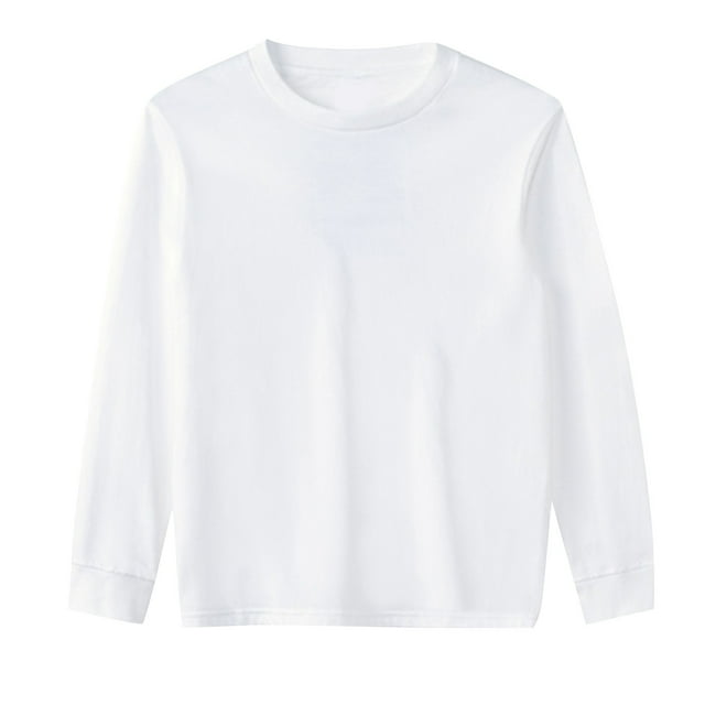 PEASKJP T-Shirt à Manches Longues Col Rond Couleur Unie for Hommes (Blanc, m)