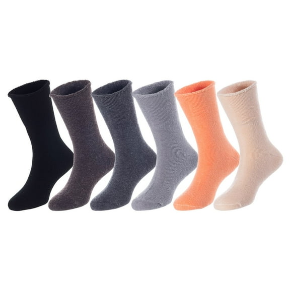 6 Pairs Children's Wool Socks for Boys and Girls. Comfy, Durable, Colored Crew Socks LK0601 Size 0M-6M (Black,Coffee,Dark Grey,Grey,Orange,Beige)