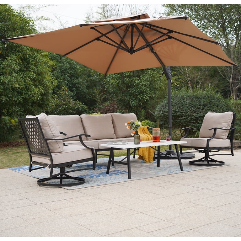 hampton bay 10 ft square offset patio umbrella Sandbag Base Included ribs withstand winds up to 46 mph for stable use PURPLE LEAF 10ft Patio Umbrella