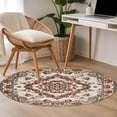 thumbnail image 4 of Round Rugs 4Ft, Burnt Orange Boho Round Area Rug Washable Indoor Throw Carpet, Modern Ethnic Geometric Southwestern Soft Non Slip Circle Rug for Kitchen Nursery Room Home Decor Aesthetic, 4 of 8