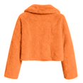 thumbnail image 4 of Women's Cropped Faux Fur Cardigan, Short Plush Jacket, Open Front Shawl Collar Coat, Luxurious Evening Wrap, Soft Elegant Bolero, Night Out Cover Up Orange XL, 4 of 7