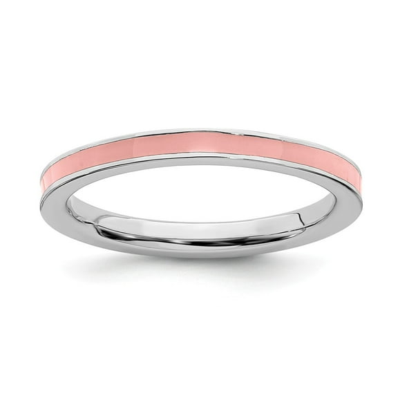 Sterling Silver Stackable Expressions Pink Enameled 2.25mm Ring Size 10