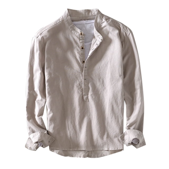 Blusa y camisa de manga larga con cuello alto para hombre, color liso, Cultivate Oneself, cuello alto, cubierta para la cabeza, camisa de manga larga para hombre, parte superior de poliéster