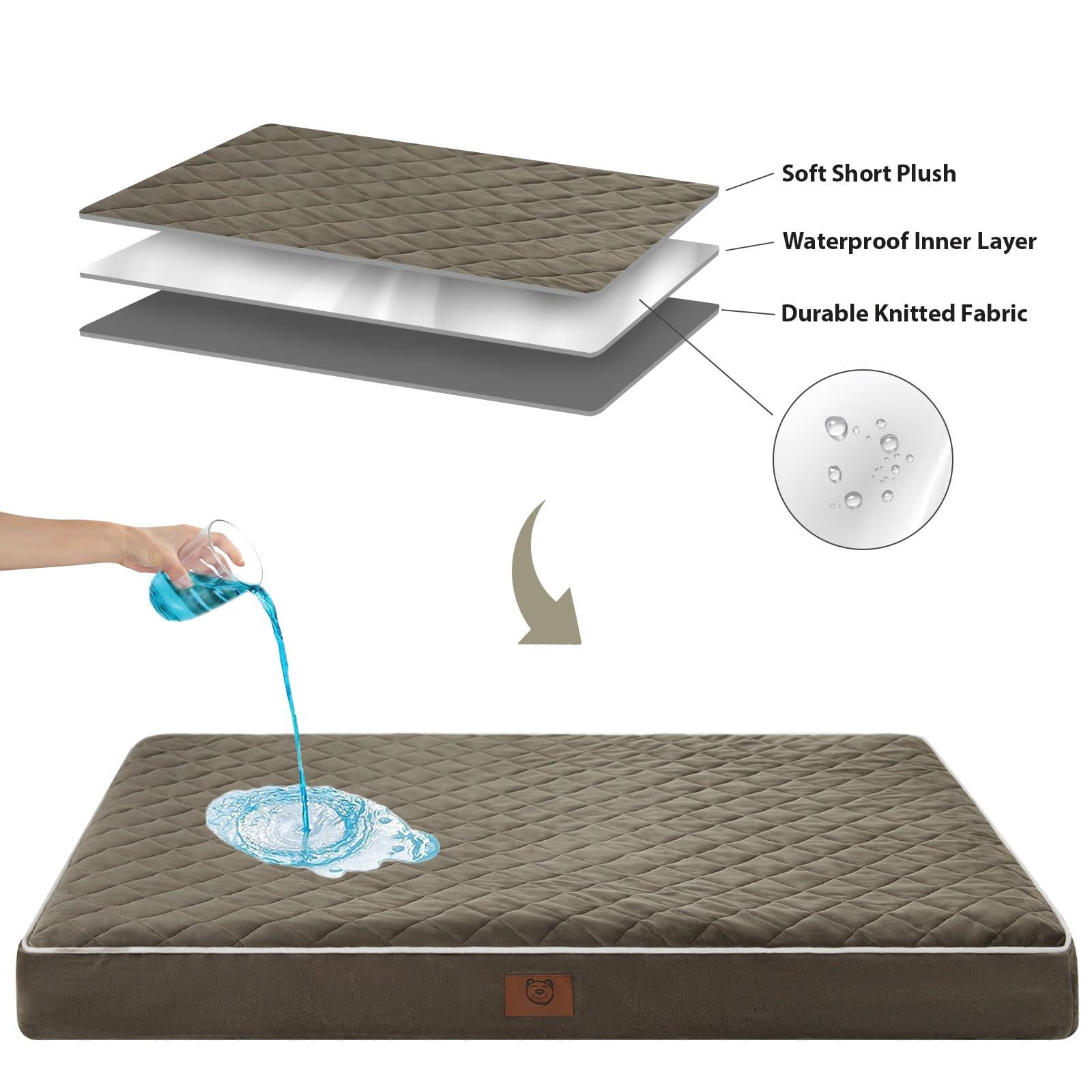 Dog Bed Medium Size  Waterproof Dogs With Removable Washable Cover Multi-needle Quilting Crate