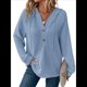 thumbnail image 3 of Sudadera con Capucha para Mujer, de Punto Gofre, Larga, Cordón Ajustable, Botones, Cuello en V, Informal, Tipo Jersey, con Capucha Azul XL, 3 of 8