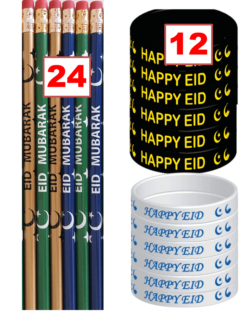 Eid Pencils Eid wristbands (36 Pack) Eid favors Eid Mubarak Eid Gifts Ramadan Gifts Islamic Gifts 123