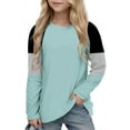 thumbnail image 5 of CLOISE Kids Shirts Boys Long Sleeve Girls Youth Crew Neck Tops Color Block Casual Fashion Fall Winter Clothes Mint Green 7T, 5 of 6