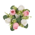 thumbnail image 2 of Corona de anillo de vela Floral Artificial, decoración de vela Floral de mesa falsa, anillo de flor de vela para decoración de mesas del hogar Rosa, 2 of 9