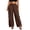 Coffee, variant on Womens Ruched Pants Lounge Wide Leg Baggy Trousers Trendy Drawstring Elastic Waist Palazzo Pants for Beach Vacation