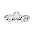 thumbnail image 2 of Hearts Petite Dainty Ring Lab Created White Opal Solid 925 Sterling Silver Size 8, 2 of 4