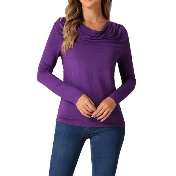 INSPIRE CHIC Casual Sweatshirt Tops for Women's Long Sleeve Cowl Neck Tops