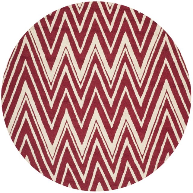 Safavieh Cambridge 6' Tapis de Laine Touffeté à la Main Ronde en Rouge et Ivoire