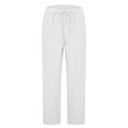 thumbnail image 2 of cocolona Womens Plus Size Linen Pants Elastic Waist Drawstring Straight Leg Pants Casual Loose Cropped Pants Beach Vacation Clothes, 2 of 5