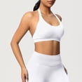 thumbnail image 6 of FAHXNVB Women Halter Sports Bras Workout Impact Padded Basic Bra Seamless Backless Gym Yoga Crop Tank Top,M,White, 6 of 8