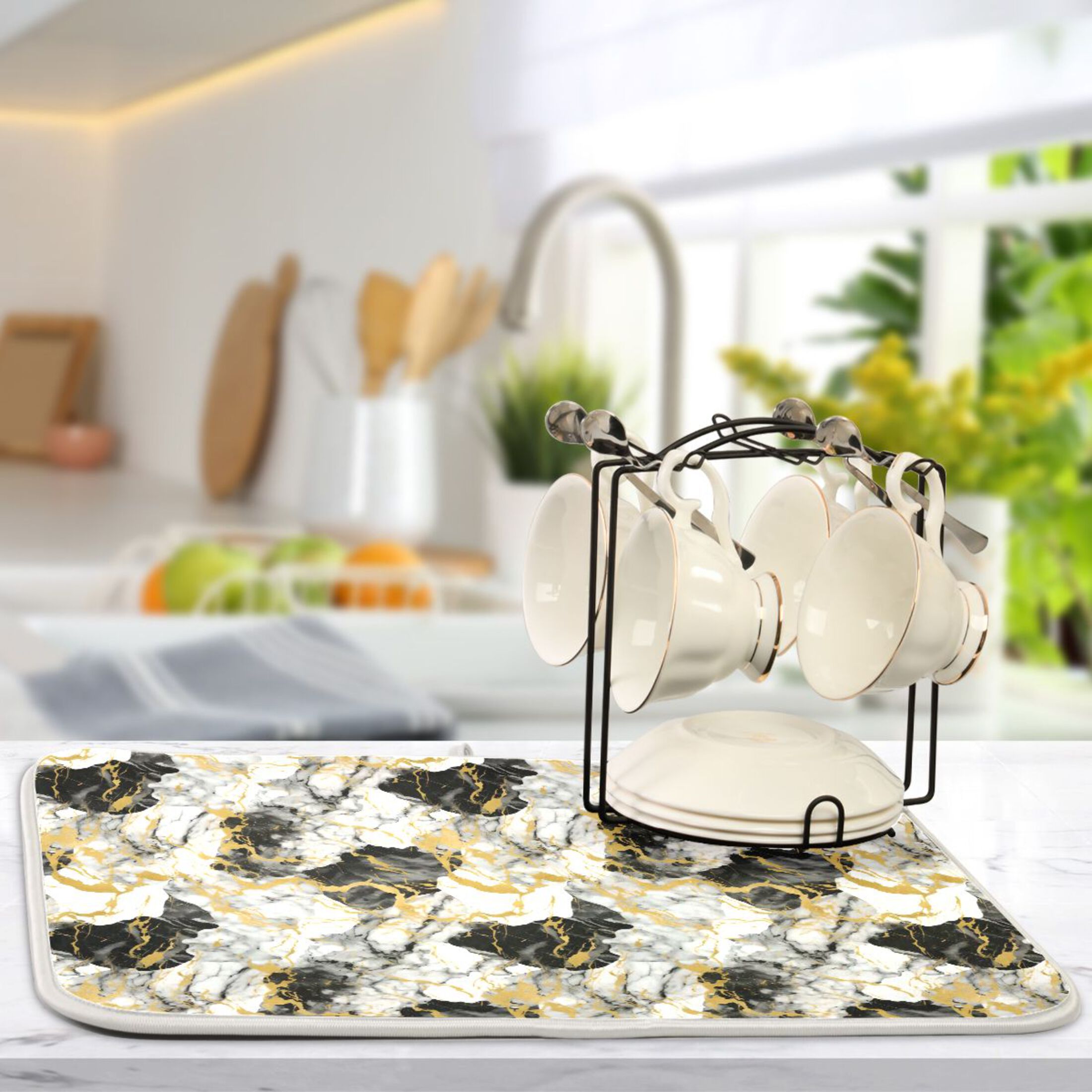 White Gray Black Gold Marble Dish Drying Mat for Kitchen Counter 16x18 In Absorbent Microfiber Reversible Mats Dish Drainer Protector Rack Pad for Coffee Bar Table Walmart
