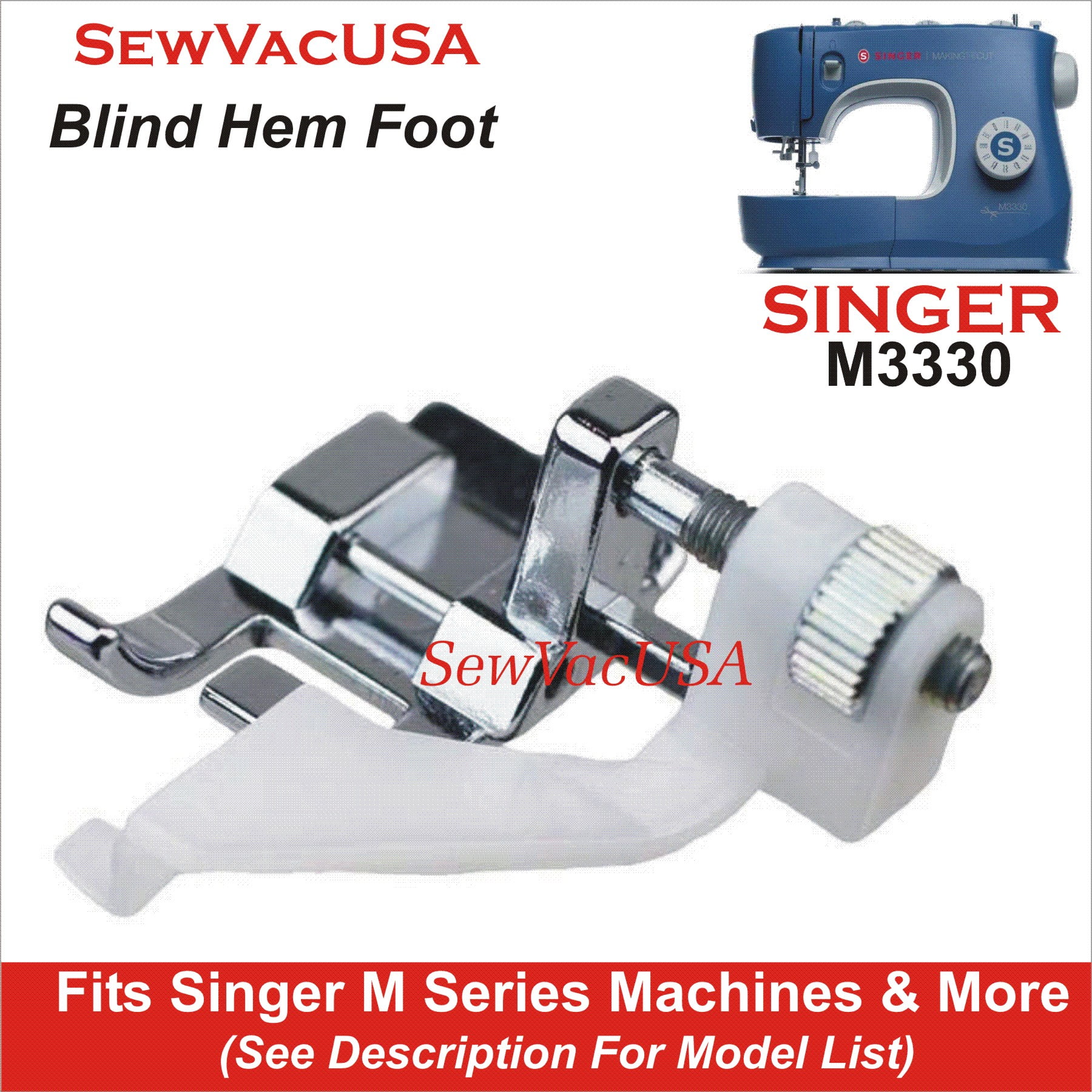 Singer Compatible Blind Stitch Hem Foot 006812008 Fits Many Singer
