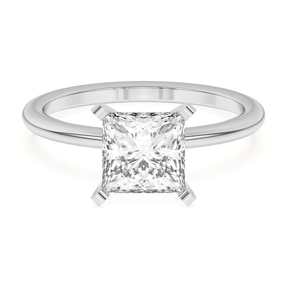 Circle Jewel 14K White Gold Plated 1.6 Ct Princess Cut Moissanite Ring - Elegant Engagement Ring for Women - Perfect for Proposals, Weddings, and Anniversaries - Ideal Birthday Gift for Her