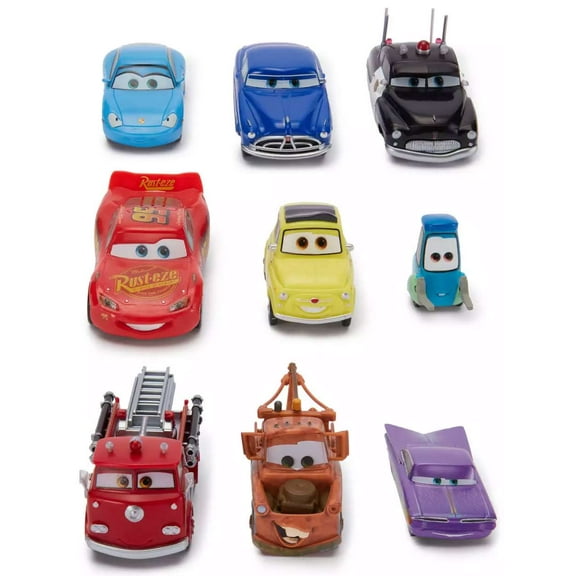 Disney / Pixar Cars Lightning McQueen, Tow Mater, Sally, Ramone, Red, Sheriff, Doc, Luigi & Guido 9-Piece PVC Figure Deluxe Play Set