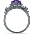 thumbnail image 6 of Round Beaded Marquise Style Amethyst Cubic Zirconia Black Tone 925 Sterling Silver, Size 5, 6 of 7