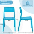 thumbnail image 4 of VECELO 4-Pack Plastic Stackable Dining Chairs, Modern Outdoor Patio Chairs for Restaurant, Poolside and Garden, No Assembly, Blue, 4 of 14