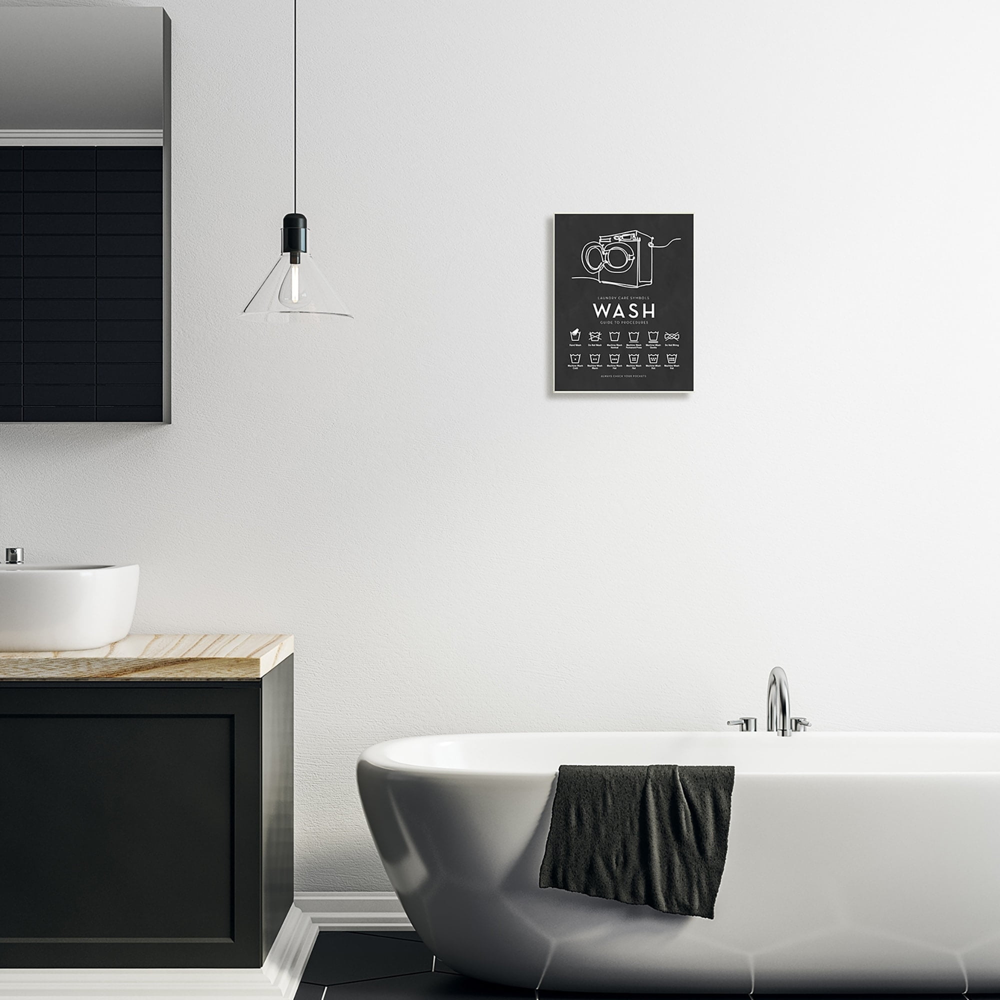 Stupell Industries Laundry Care Symbols Diagram Washing Machine Chart Graphic Art Unframed Art Print Wall Art, Design by Lettered and Lined