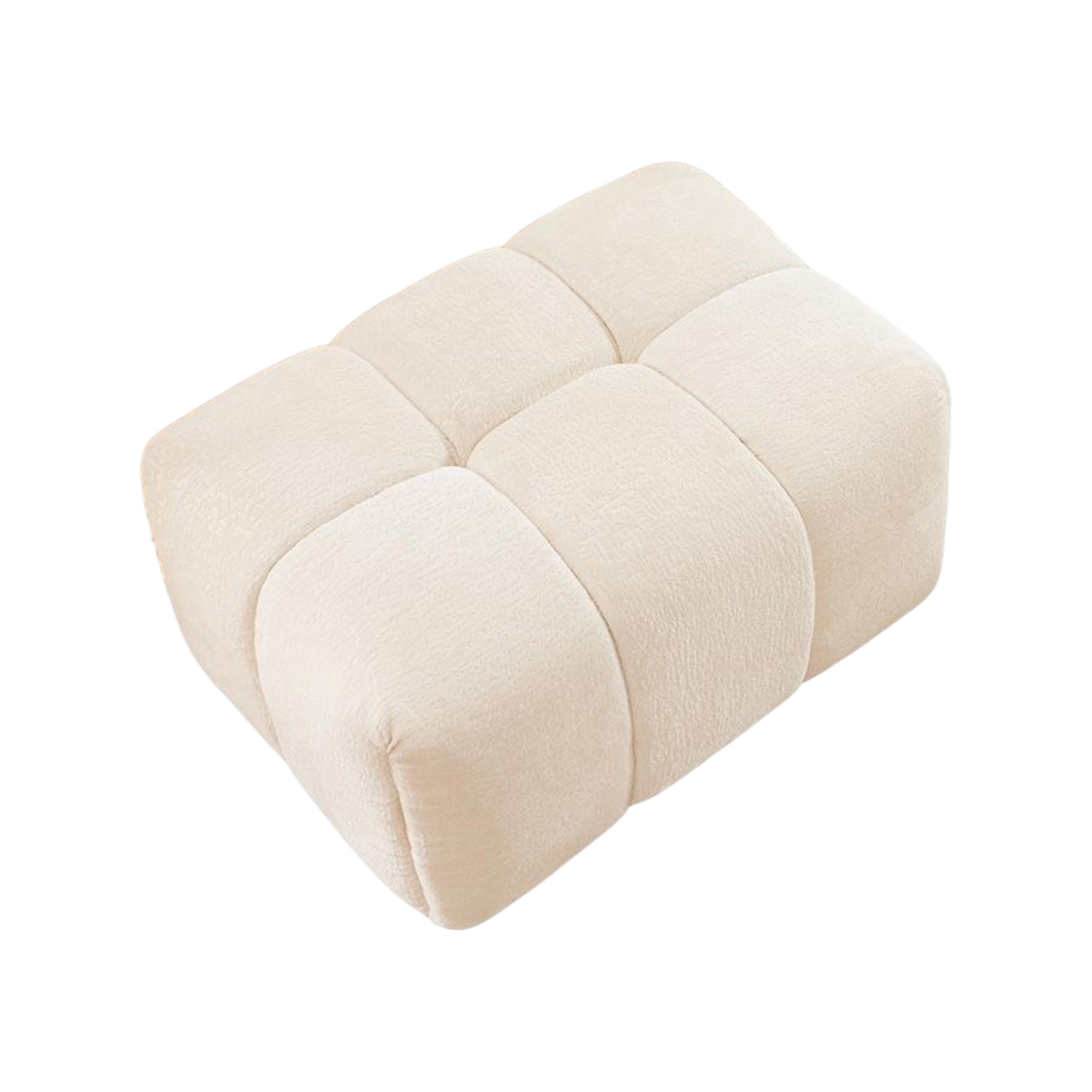 GZXS White Chenille Upholstered Ottoman, Comfortable Footrest Stool for Bedroom, Living Room, or Home - 35.43"L x 27.56"W x 18.11"H