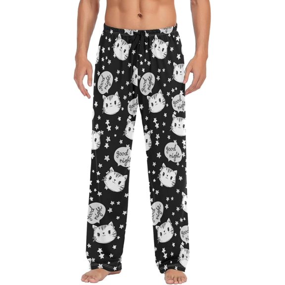 GZHJMY Cat Pajama Pants for Men, Lounge Pants Lightweight Men Pajama Bottoms with Drawstring Pockets, Christmas New Year Birthday Gifts, Small