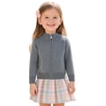 thumbnail image 1 of Classic Solid Color Zip Front Knit Cardigan Sweater Girls With Pockets Comfortable Casual Outerwear Jacket Kids, 1 of 8