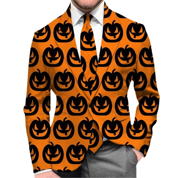 Men's Stylish Halloween Print Suit Jacket for Party Sleep Casual Comfortable Lightweight Formal Wear