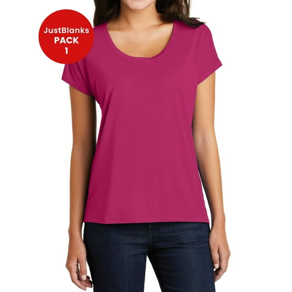 JustBlanks Ladies Drapey Dolman Tee Curved dropped back hem Back neck tape Relaxed fit T Shirt