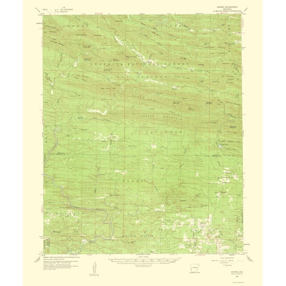 Topographical Map - Umpire Arkansas Quad - USGS 1960 - 23 x 27.39 - Vintage Wall Art