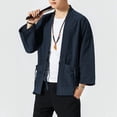 thumbnail image 4 of Casual Jackets for Men 2025 Japanese Lightweight Loose Linen Cardigan Jacket with Pockets Outerwear Coat, 4 of 7
