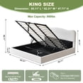 thumbnail image 3 of King Size Bed Frame with Lift Up Storage, Boucle Upholstered Platform Bed with Curved Headboard, No Box Spring Needed, Hydraulic Storage, White, 3 of 6