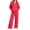 Red #675, variant on Women's 2 Piece Lounge Set Zip Up Hoodie and Wide Leg Sweatpants, Relaxed Casual Fall Travel Outfit with Front Pockets Matching Tracksuit Sweatsuit Set, L