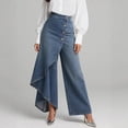 thumbnail image 2 of QURATI Women's Jeans Denim Pants Retro Jeans Irregular Splicing Jeans Flare Jeans Streetwear Womens Bottoms Sky Blue L, 2 of 4